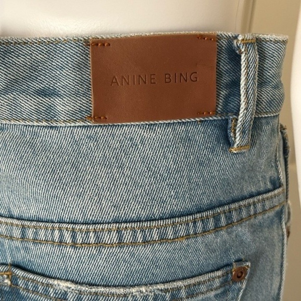 Anine Bing High Rise Straight Leg Distressed Cropped Cotton Denim Jeans Size 26 - Picture 5 of 12